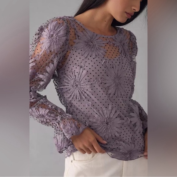 Anthropologie Eva Franco Lace Floral Blouse Small NWT - Picture 2 of 11